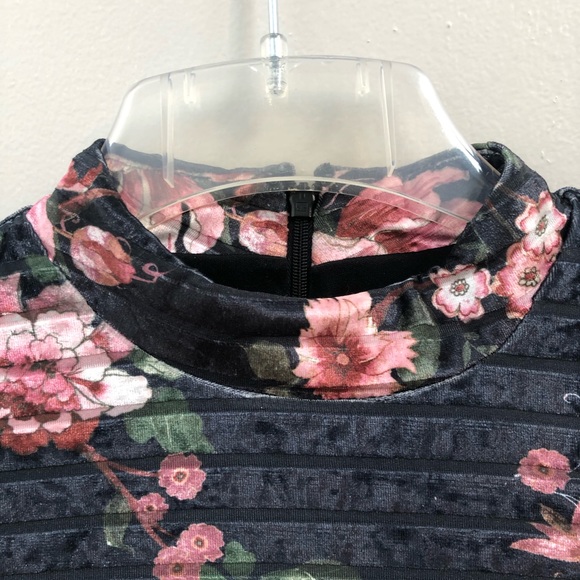 Rachel Roy Grey/Black Velvet Floral Cocktail Dress - Picture 9 of 10